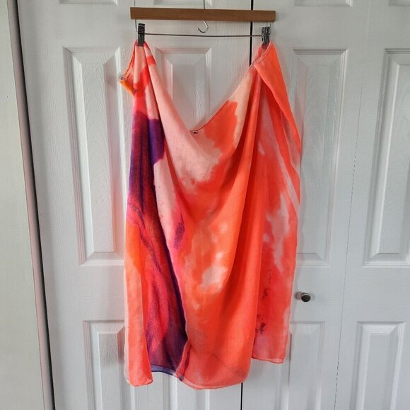 4/$25 Fabletics Orange & Purple Tie-Dye Sarong One Size - Picture 1 of 9